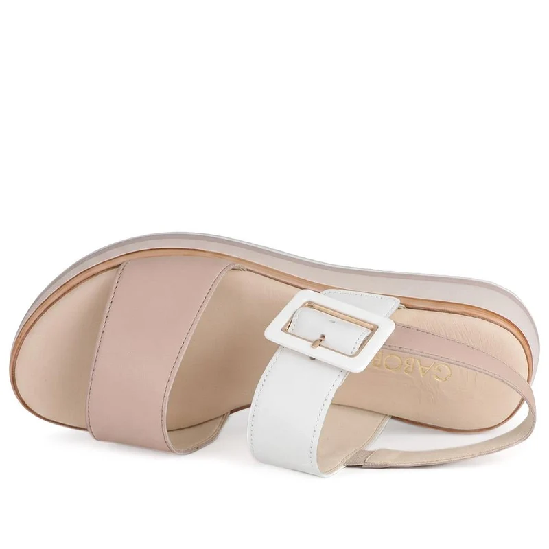 Gabor Leather Adjustable Fasten Sandals - GABC43517 / 330 456 - White-Beige