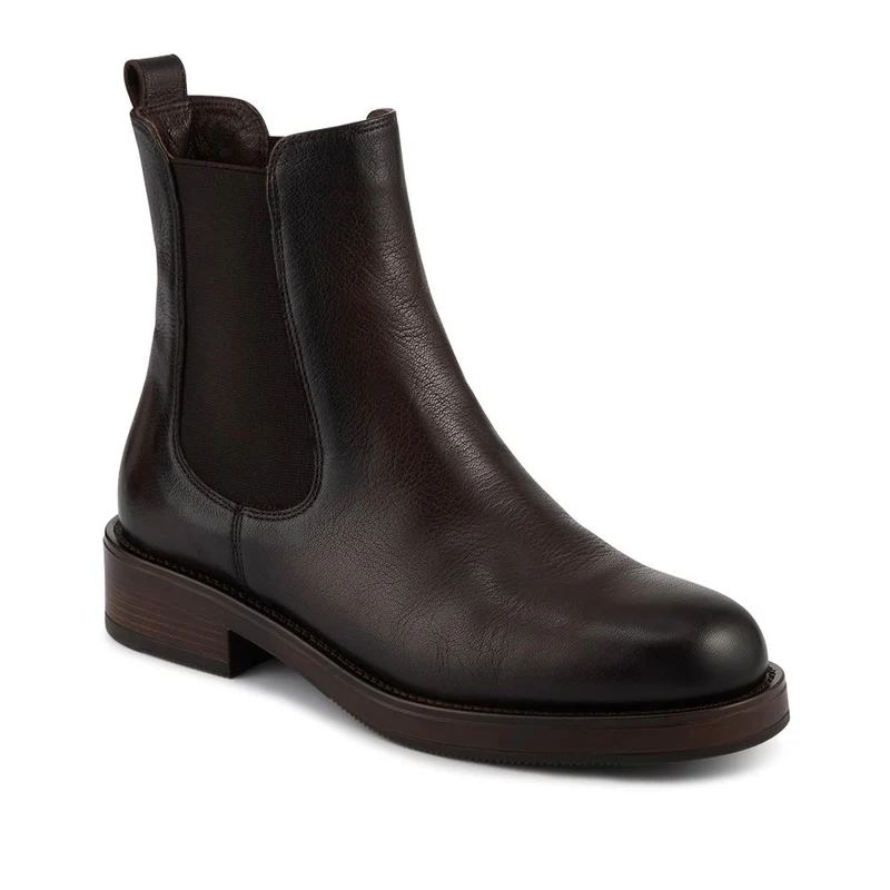 Moxie Leather Heeled Chelsea Boots - MOXIE / 328 088 - Dark Brown Leather