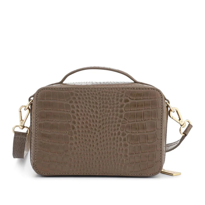 Waldorf Leather Zip-Up Handbag - WALDORF / 327 324 - Taupe Croc
