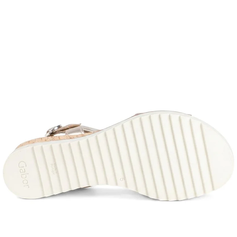 Gabor Rich Wide Fit Leather Twist-Front Sandals - GAB31514 / 317 898 - Metallic Beige