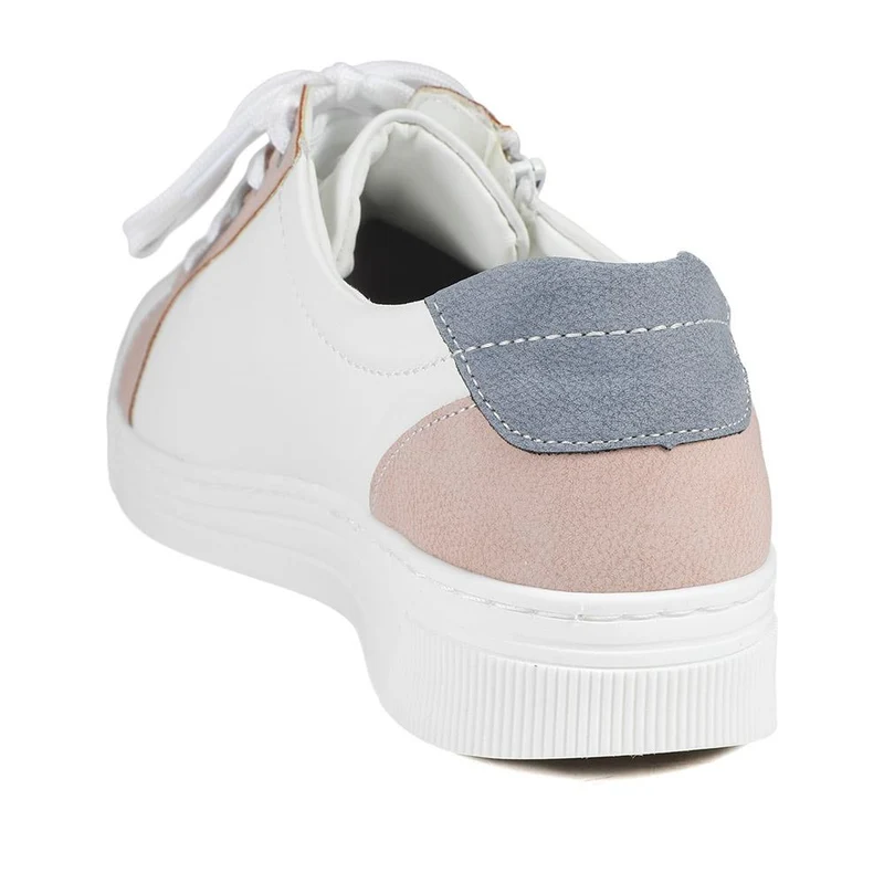 Fly Flot Leather Trainers with Functional Zip - CAL43001 / 329 364 - White Multi