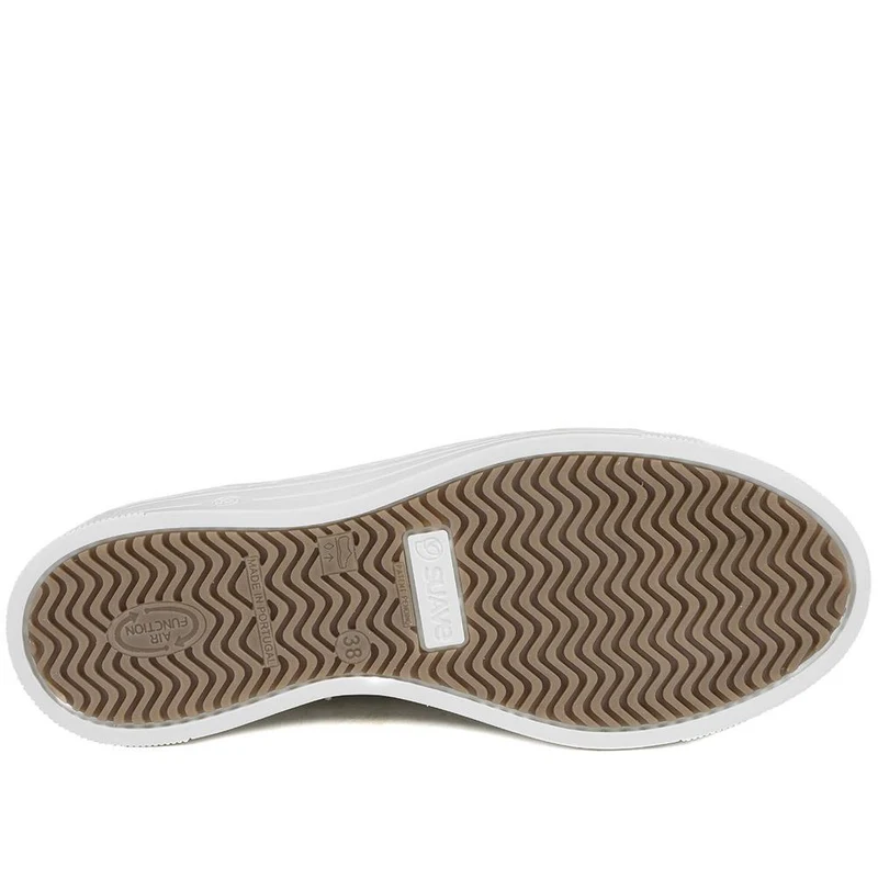 Fly Flot Leather Trainers with Functional Zip - CAL43001 / 329 364 - White Multi