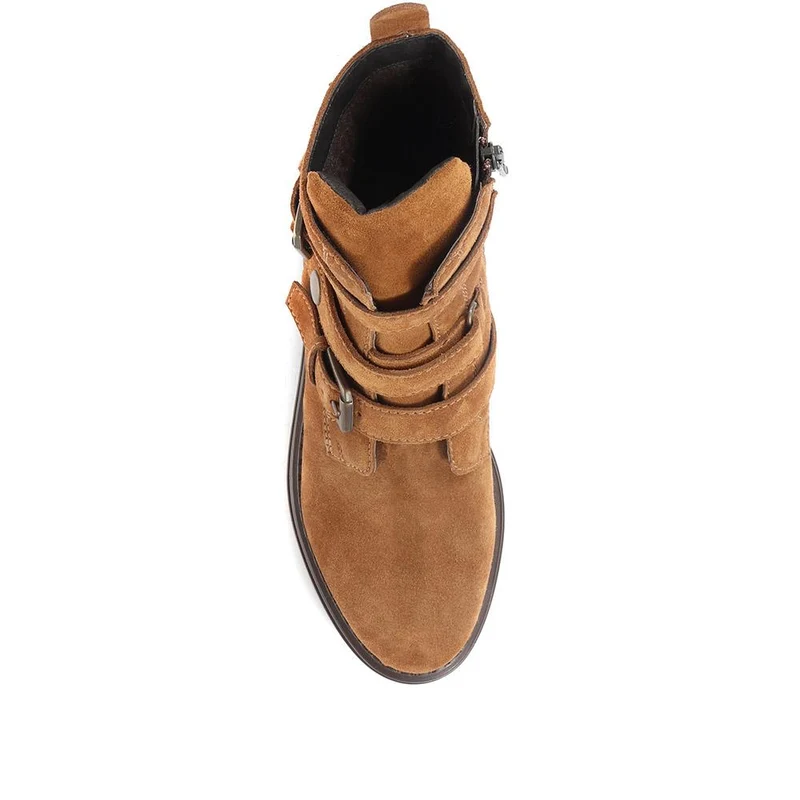Casimira Buckle Biker Boots - CASIMIRA / 320 549 - Sand Suede