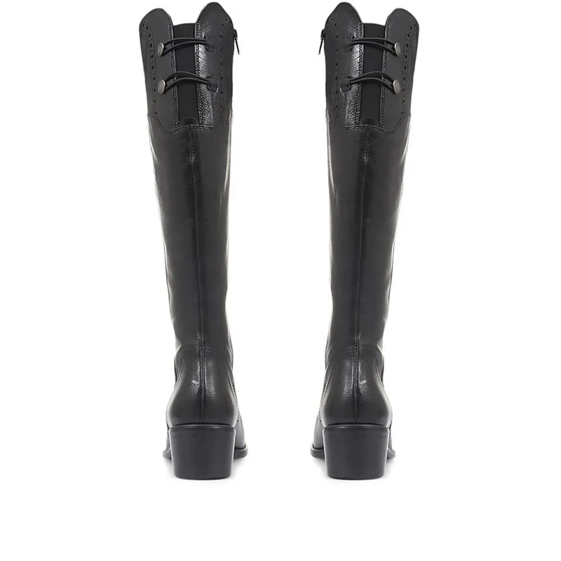 Rachel Slim Calf Fit Leather Rider Boots - RACHELS / 320 893 - Black