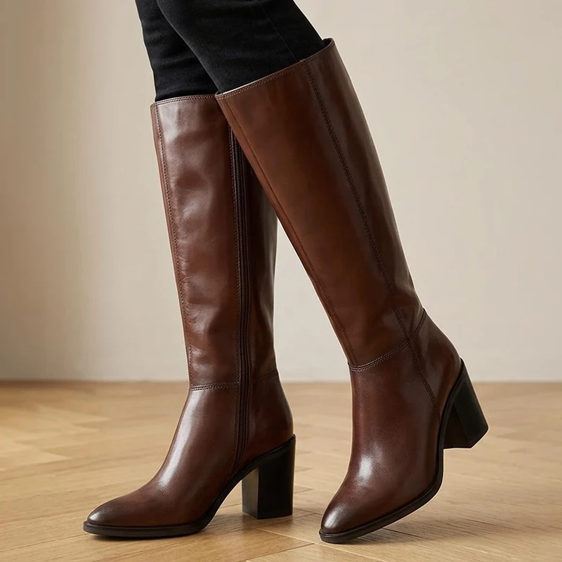 Cagliari Medium Calf Fit Knee-High Boots - CAGLIARIM / 321 031 - Brown