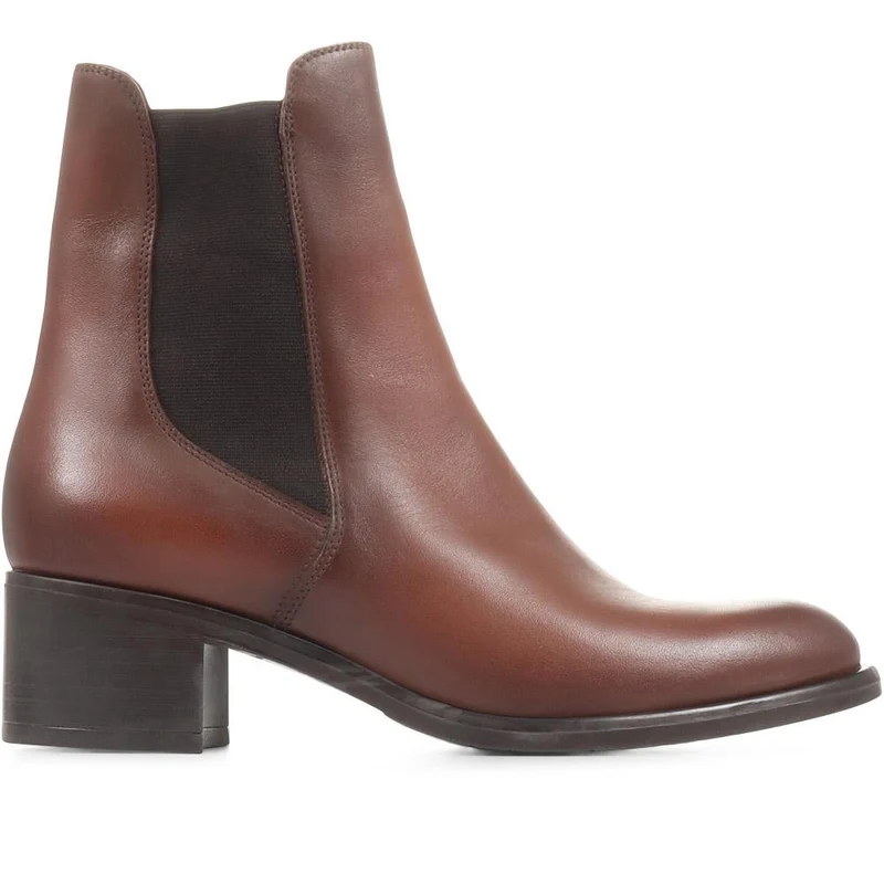 Doria Heeled Leather Chelsea Boots - DORIA / 322 365 - Tan