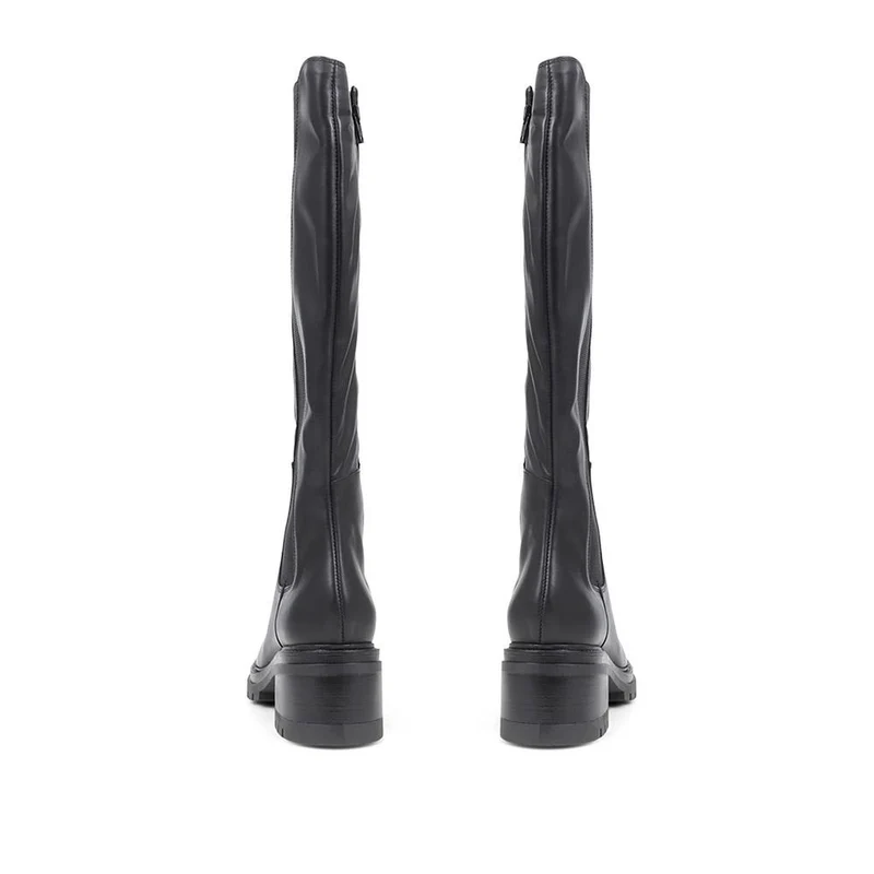 Domenica Leather Knee Length Boots - DOMENICA / 324 253 - Black