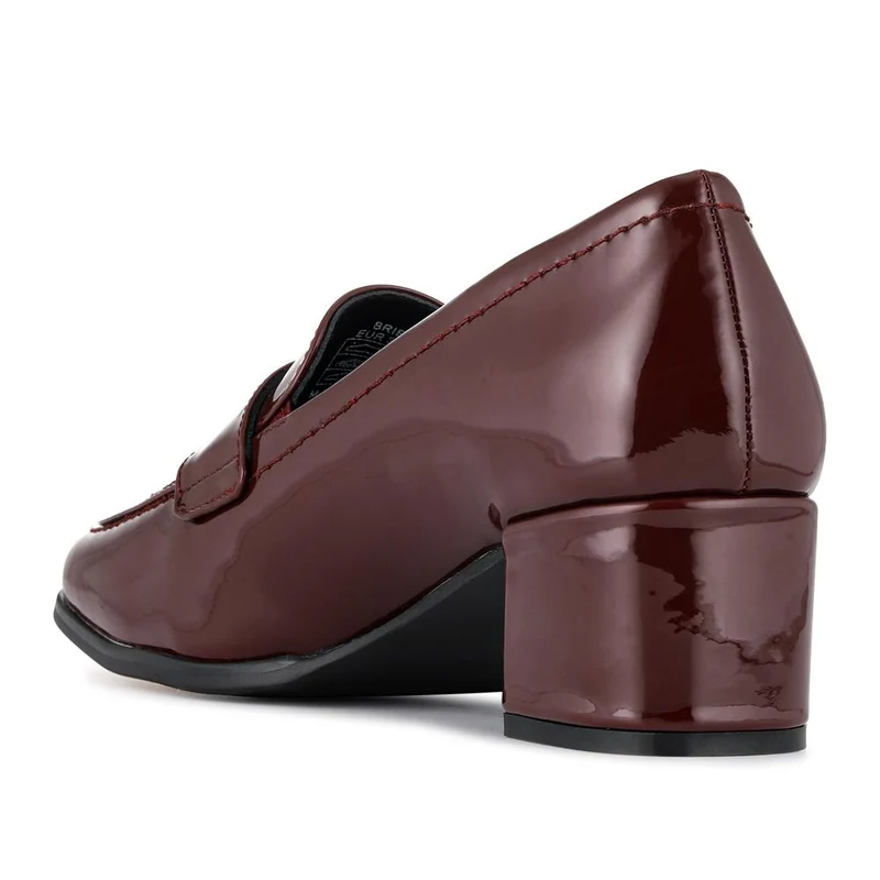 Brielle Patent Leather Heeled Loafers - BRIELLE / 324 701 - Burgundy