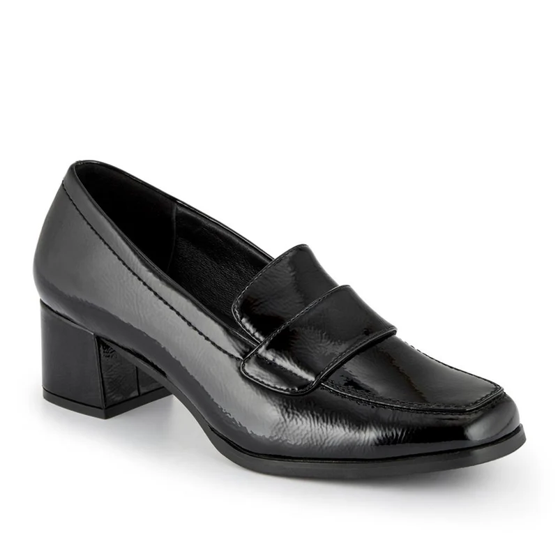 Brielle Patent Leather Heeled Loafers - BRIELLE / 324 701 - Black Patent