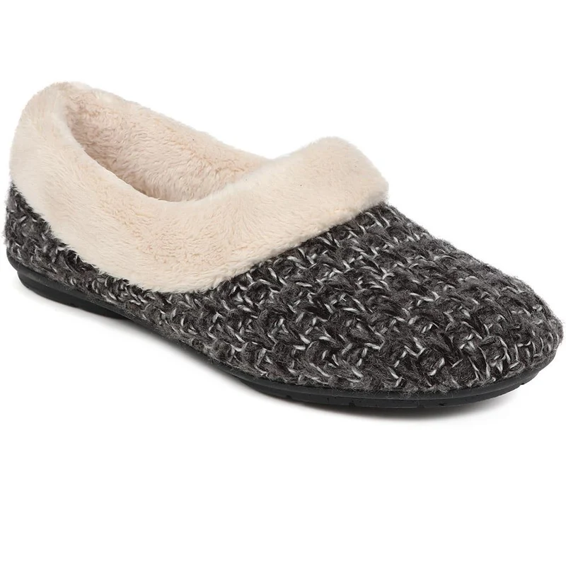Faux-Fur-Lined Slippers - CARIANA / 324 749 - Dark Grey