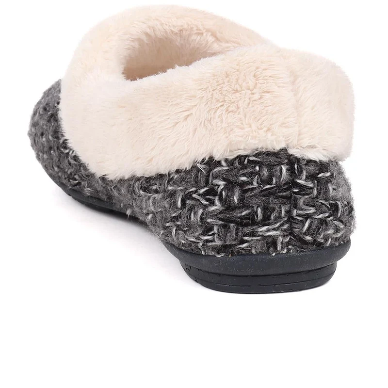 Faux-Fur-Lined Slippers - CARIANA / 324 749 - Dark Grey