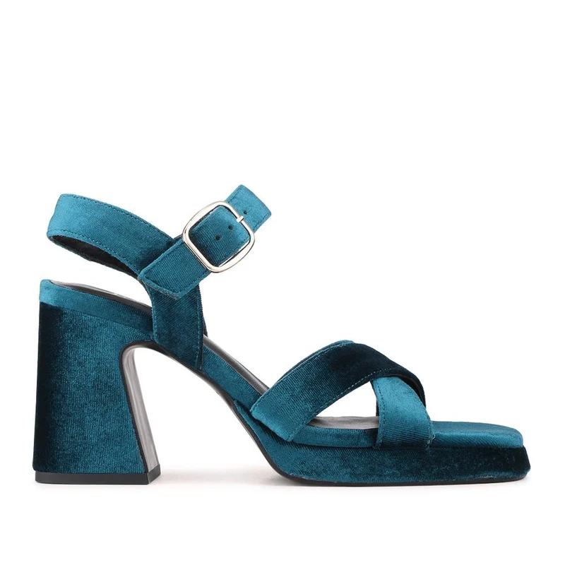 Gladiola2 Leather Platform Sandals - GLADIOLA2 / 325 048 - Teal Velvet