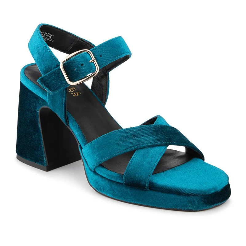 Gladiola2 Leather Platform Sandals - GLADIOLA2 / 325 048 - Teal Velvet