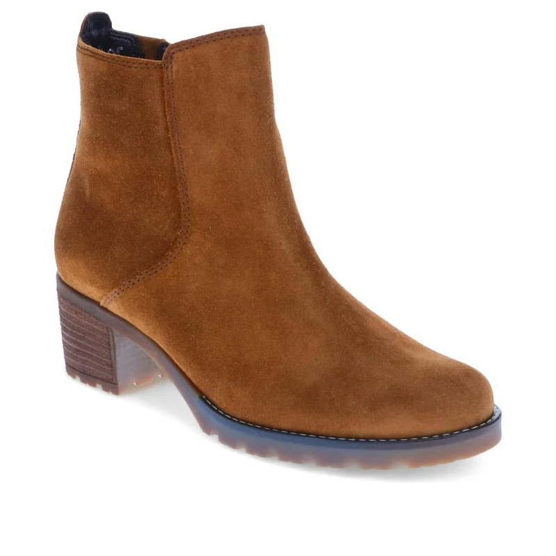 Delight Block-Heeled Ankle Boots - GAB40513 / 325 887 - Cognac Suede