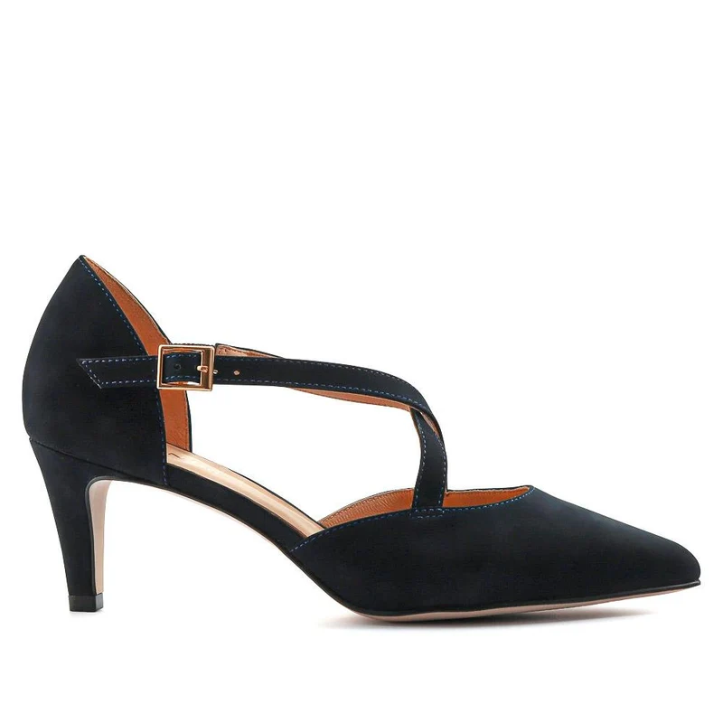 Ysa Leather Stiletto-Heeled Court Shoes - YSA / 327 455 - Navy Nubuck