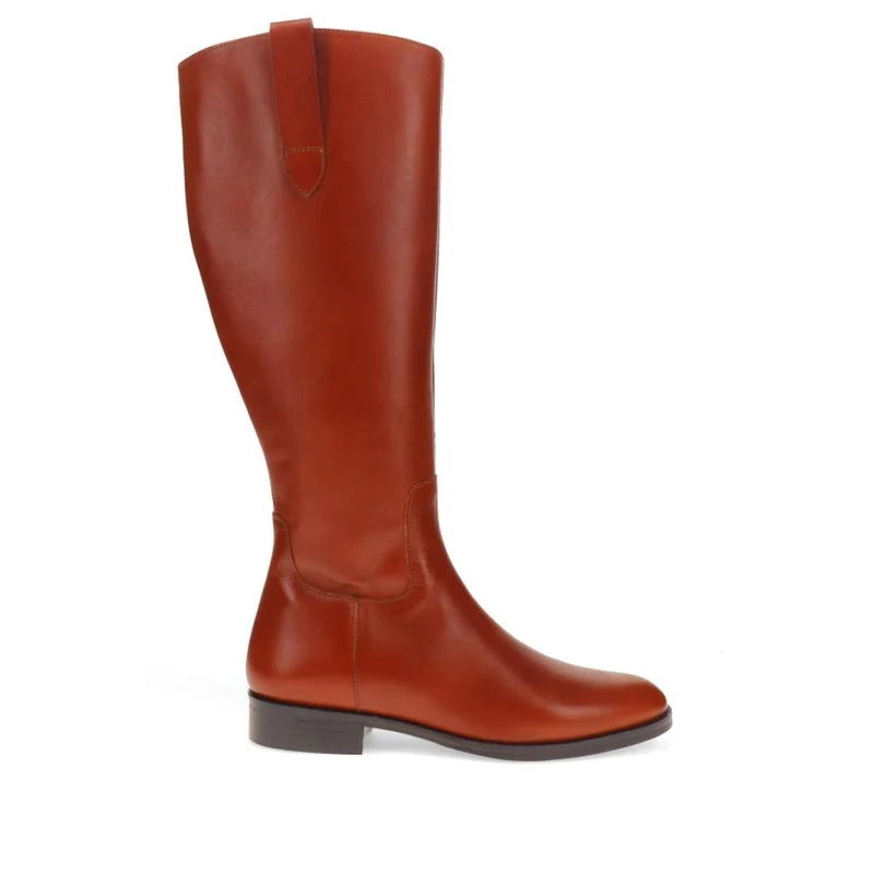 Emelia Large Calf Fit Leather Boots - EMELIAL / 326 211 - Tan