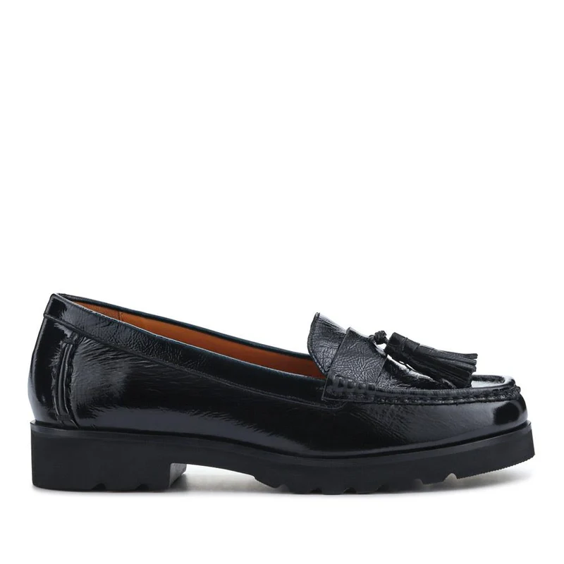 Leather Casual Slip-On Shoes - GERANIUM2 / 326 780 - Black Patent