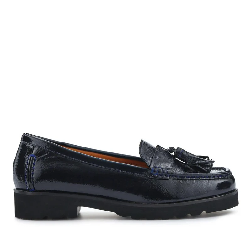 Leather Casual Slip-On Shoes - GERANIUM2 / 326 780 - Navy Patent
