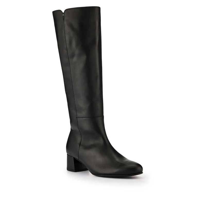 Ashby Block-Heel Leather Long Boots - GAB40533 / 326 846 - Black