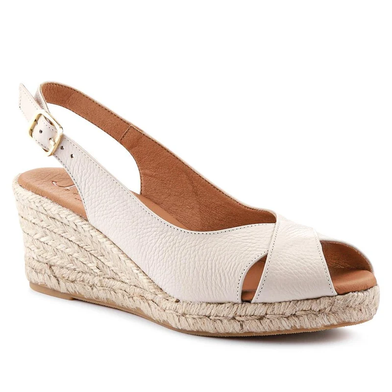 Raquelle Leather Heeled Espadrilles - RAQUELLE / 327 558 - Off White