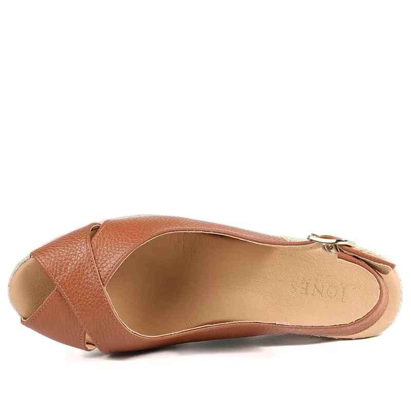 Raquelle Leather Heeled Espadrilles - RAQUELLE / 327 558 - Tan