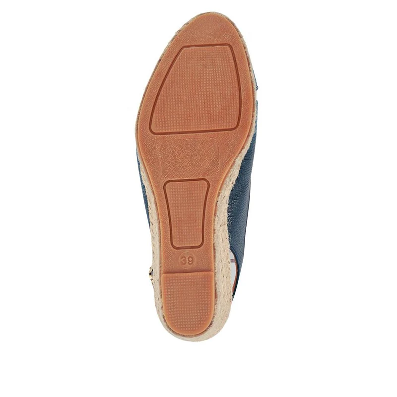 Raquelle Leather Heeled Espadrilles - RAQUELLE / 327 558 - Navy