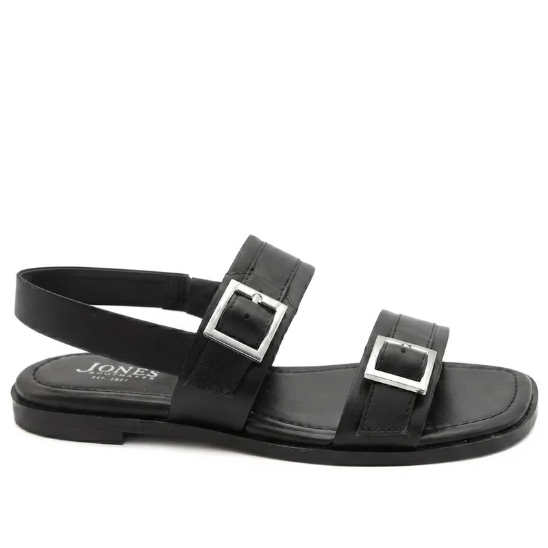 Haniya Leather Dual Buckle Fasten Sandals - HANIYA / 329 573 - Black Leather