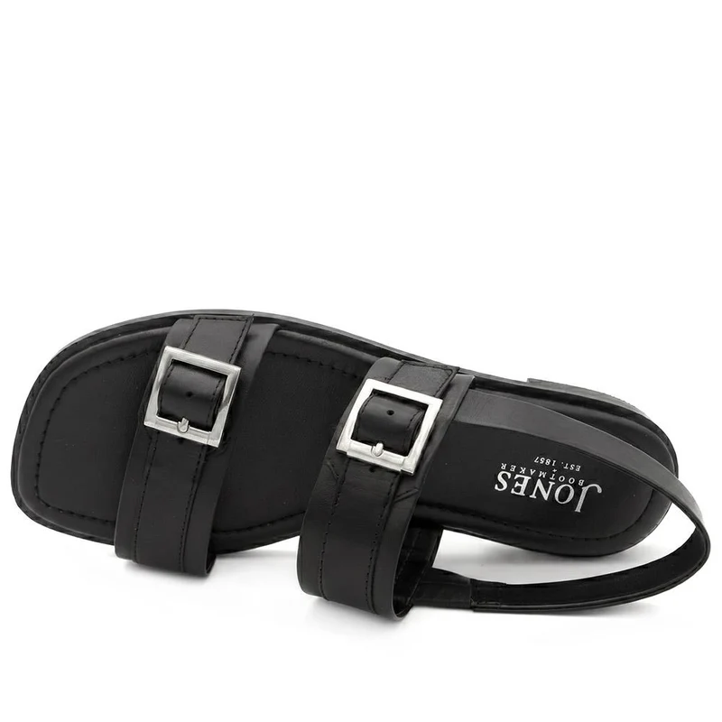 Haniya Leather Dual Buckle Fasten Sandals - HANIYA / 329 573 - Black Leather