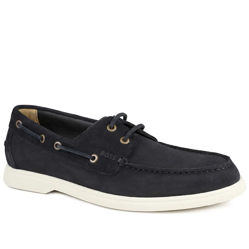 Boss Leather Lace Up Slip On Shoes - HUGO43504 / 328 698 - Navy Suede