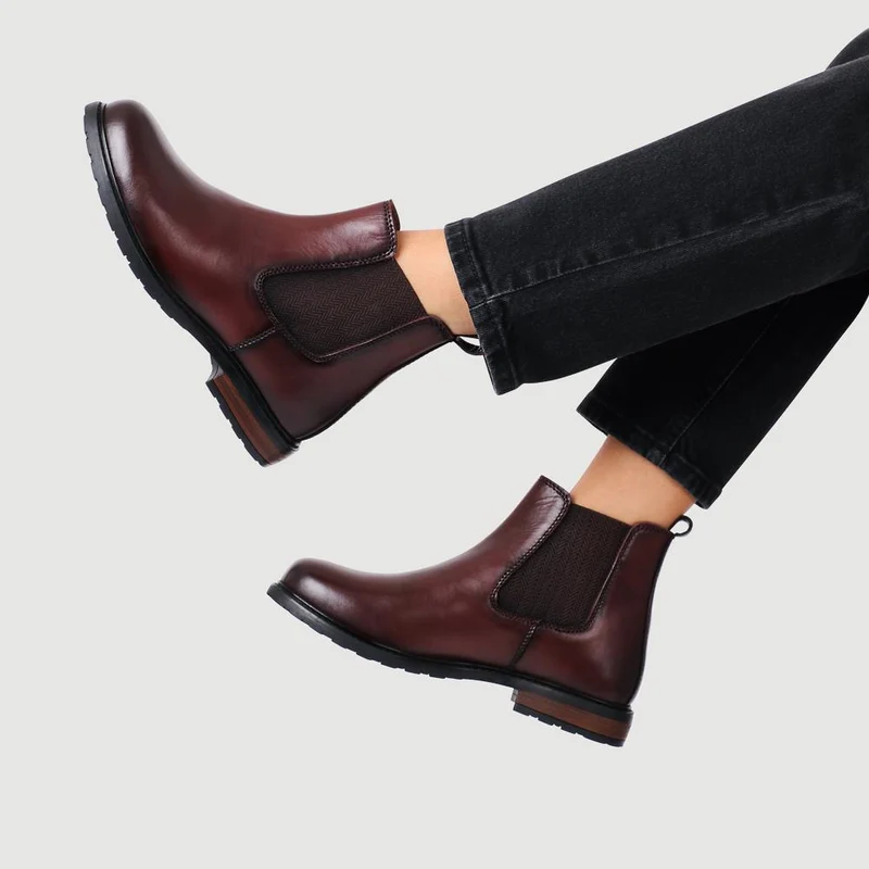 Mayah Leather Chelsea Boots - MAYAH / 327 817 - Burgundy