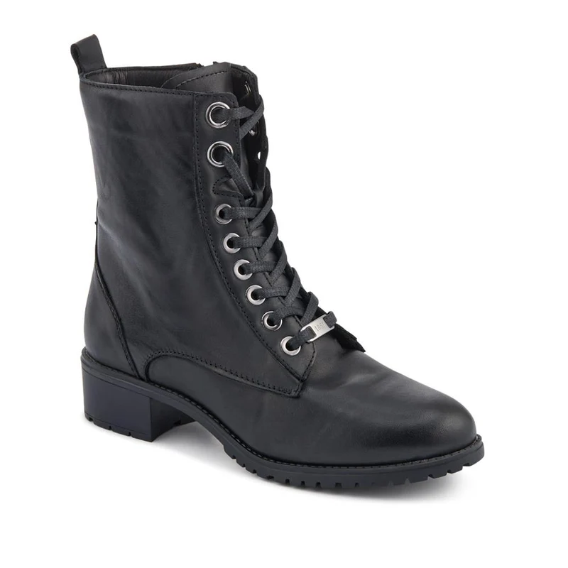 Maura Leather Block Heel Boots - MAURA / 328 026 - Black