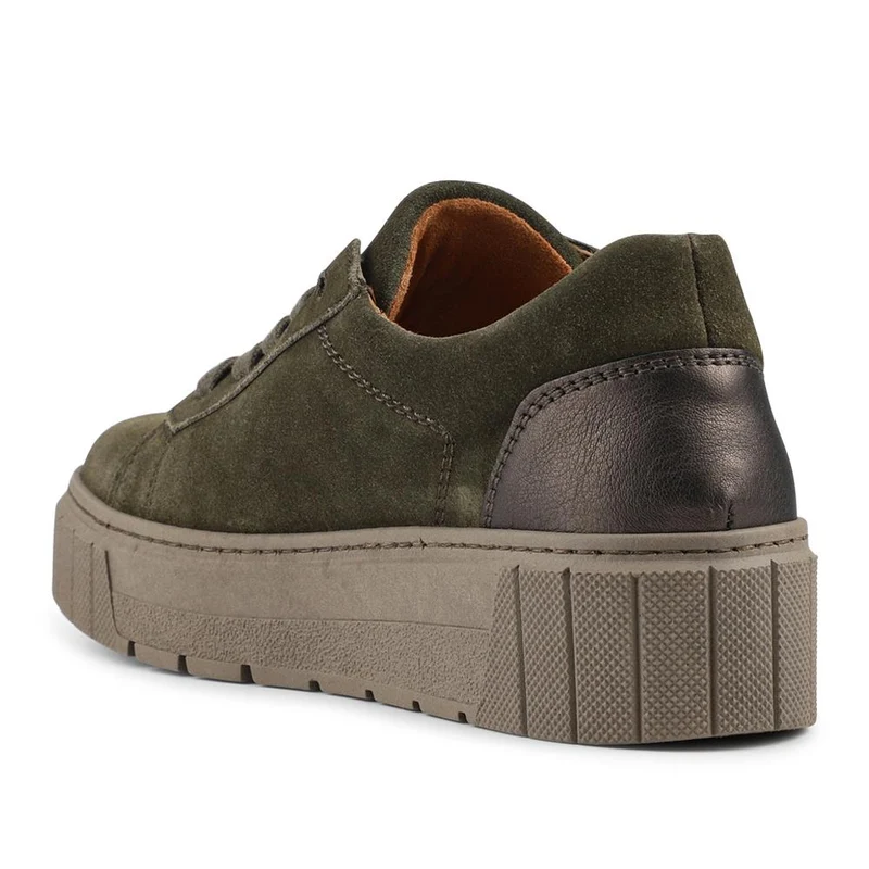 Ferry Wide Fit Leather Platform Trainers - GAB42511 / 328 030 - Olive