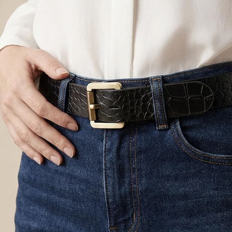 Odetta Leather Belt - ODETTA / 324 595 - Black Croc