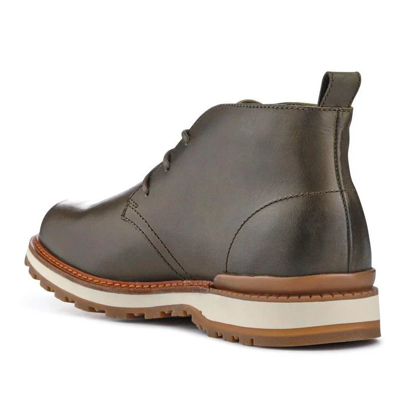 Darrel Grippy Leather Ankle Boots - DARRELL / 328 078 - Olive