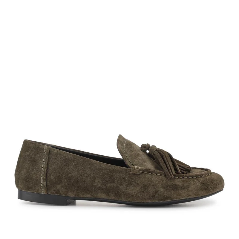 Lucee Tasselled Leather Loafers - LUCEE / 328 547 - Olive Suede