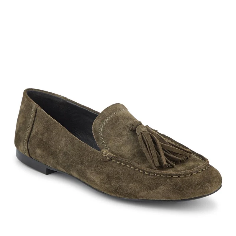 Lucee Tasselled Leather Loafers - LUCEE / 328 547 - Olive Suede
