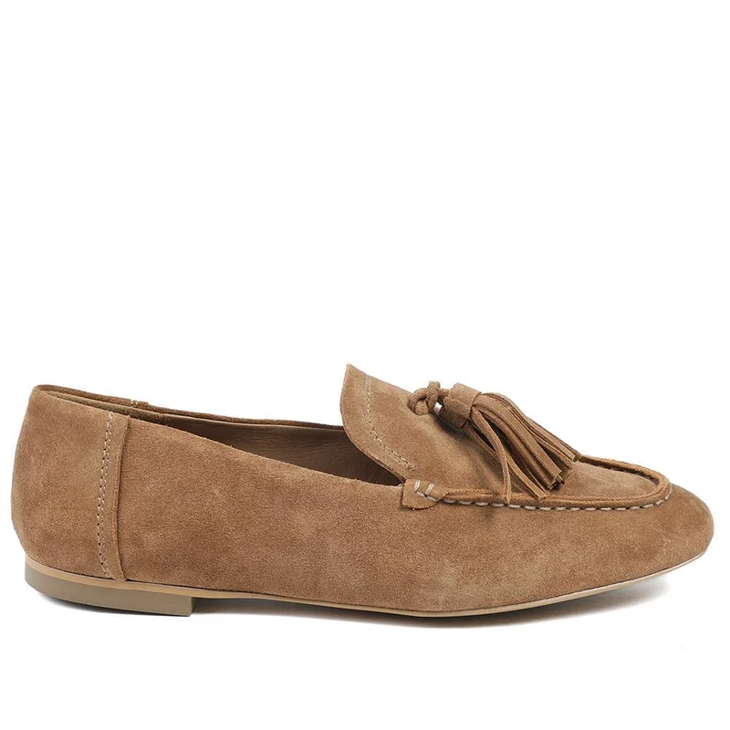 Lucee Tasselled Leather Loafers - LUCEE / 328 547 - Brown Suede