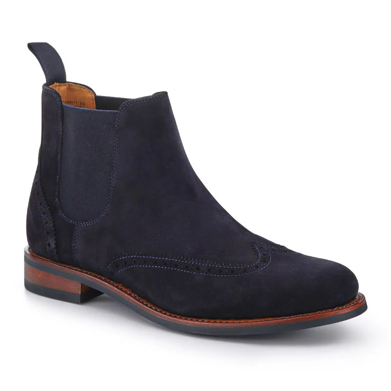 Barrett Goodyear Welted Leather Wingtip Boots - BARRETT / 327 962 - Navy Suede