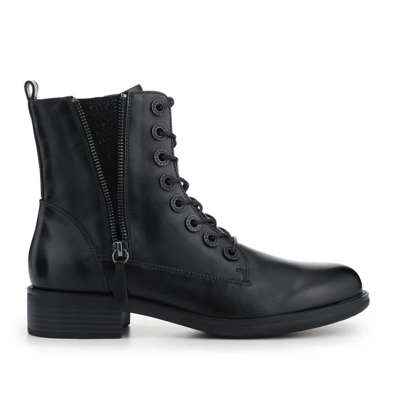 Mckenna Leather Heeled Military Boots - MCKENNA / 328 020 - Black