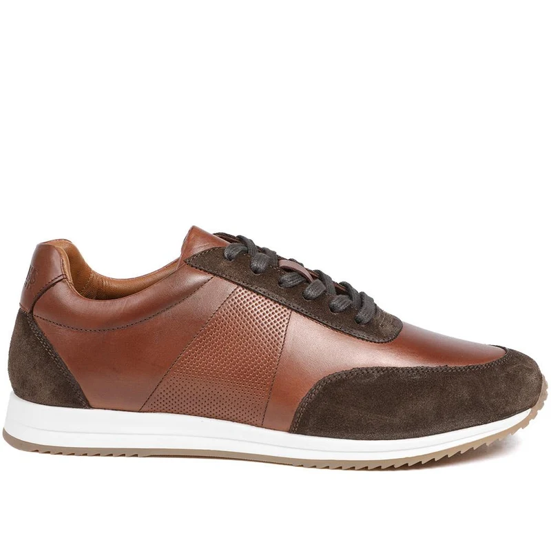Salvi Wide Fit Leather Trainers - SALVI / 328 876 - Brown