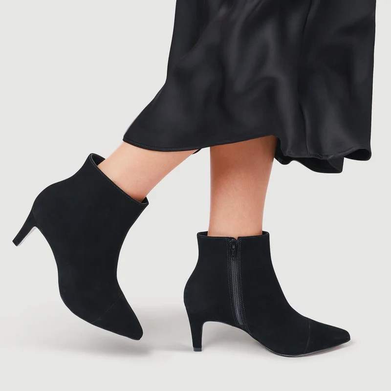 Kamryn Leather Stiletto-Heeled Ankle Boots - KAMRYN / 328 252 - Black Nubuck
