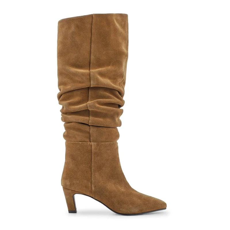 Darlina Leather Slouch Long Boots - DARLINA / 328 083 - Tan Suede