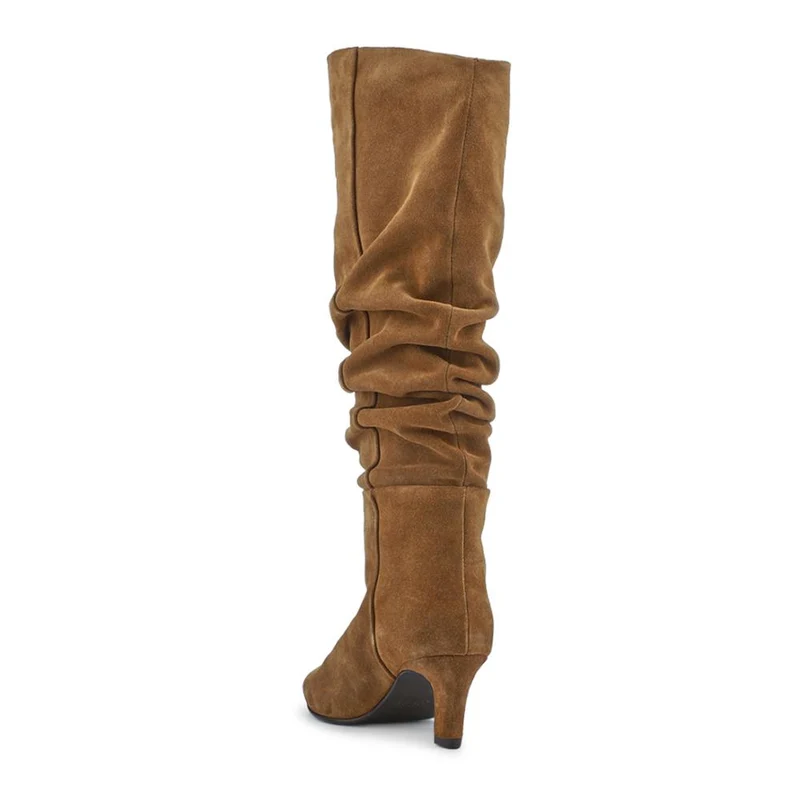 Darlina Leather Slouch Long Boots - DARLINA / 328 083 - Tan Suede