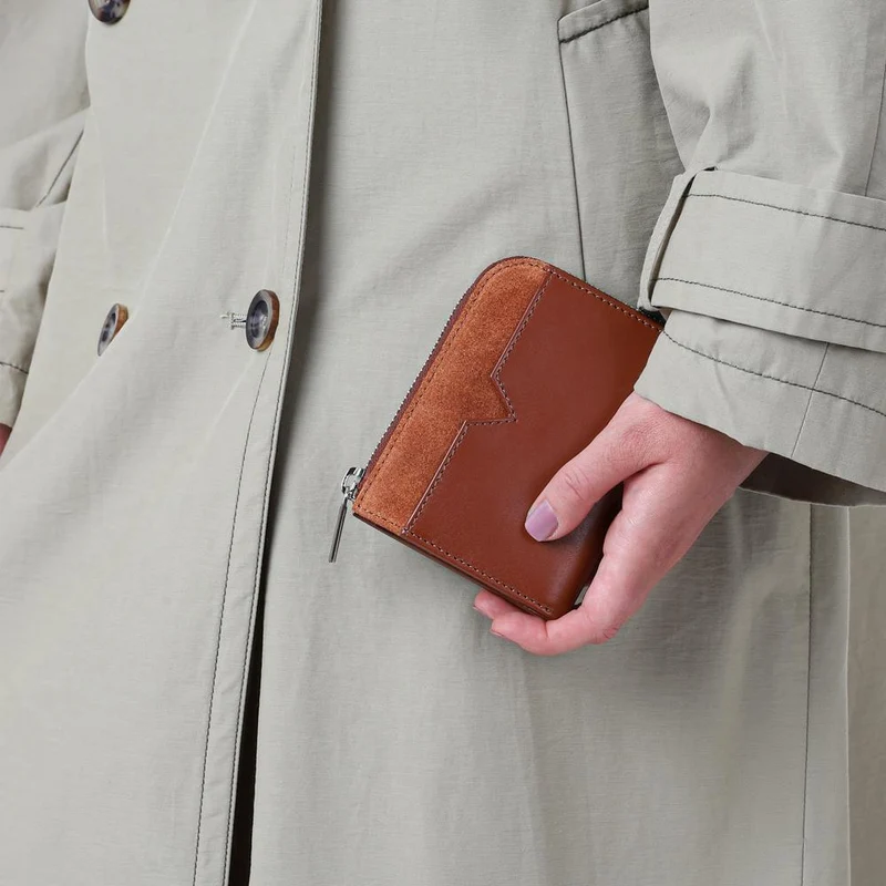 Ventra Leather Wallet With Suede Accent - VENTRA / 328 538 - Tan Multi