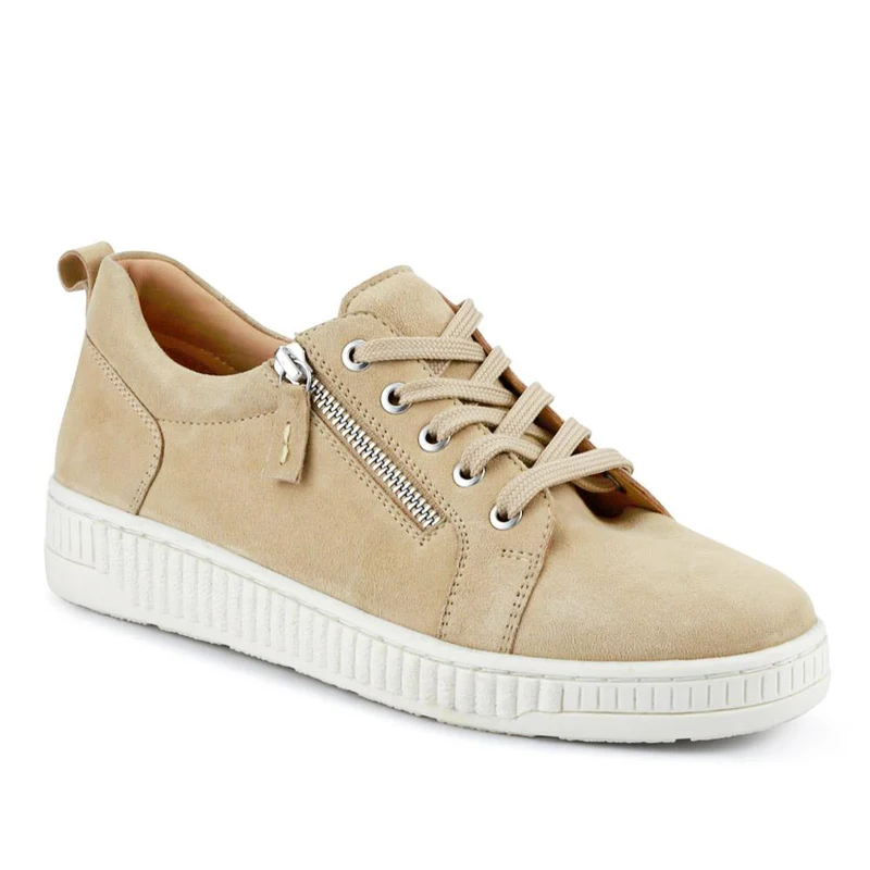 Azure Leather Wide-Fit Trainers - AZURE / 327 234 - Beige