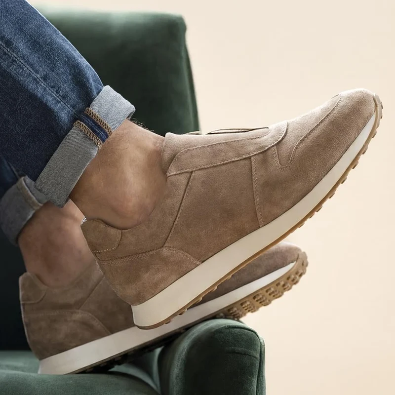 Taccino Leather Slip On Trainers - TACCINO / 329 061 - Taupe Suede
