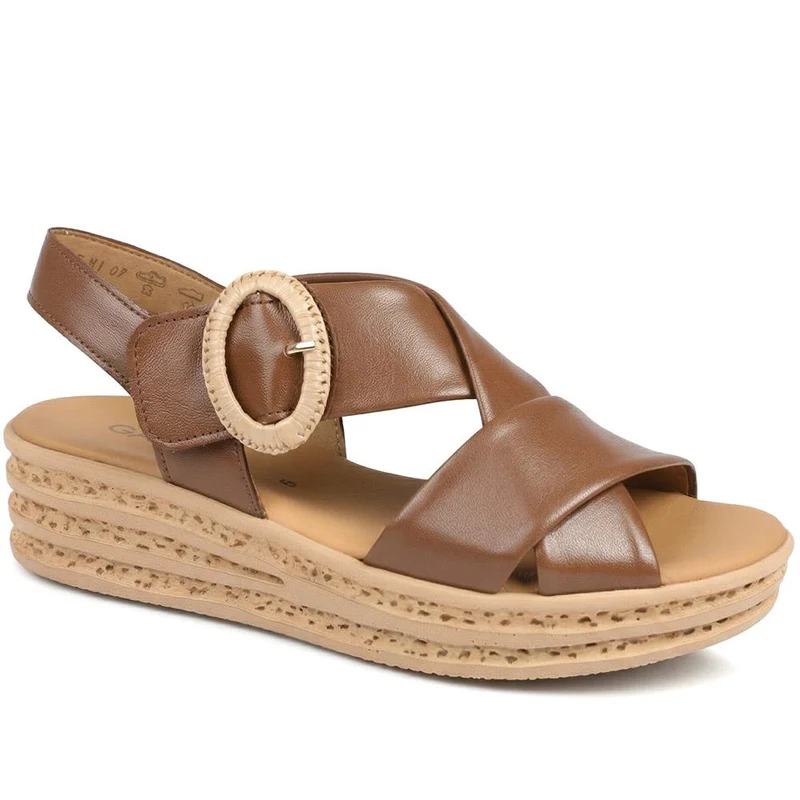 Gabor Auckland Leather Buckled Espadrilles - GAB43523 / 328 867 - Tan