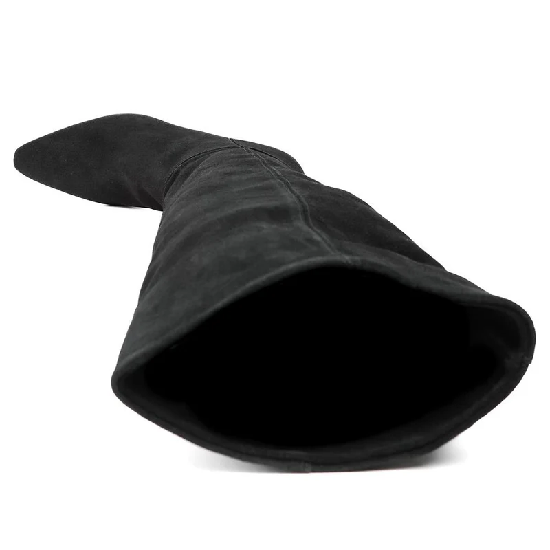 Candra Leather Stiletto Heel Long Boots - CANDRA / 327 893 - Black Suede
