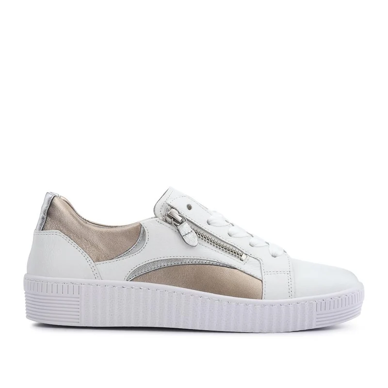 Wemo Gabor Lace-Up Leather Trainers - GAB37517 / 323 536 - White-Gold