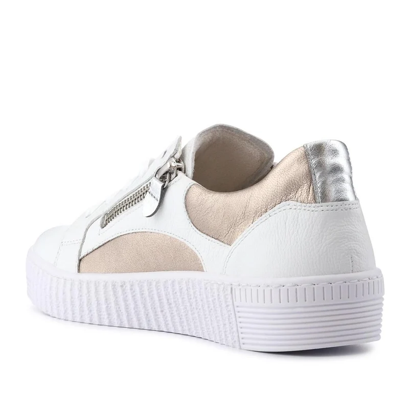 Wemo Gabor Lace-Up Leather Trainers - GAB37517 / 323 536 - White-Gold